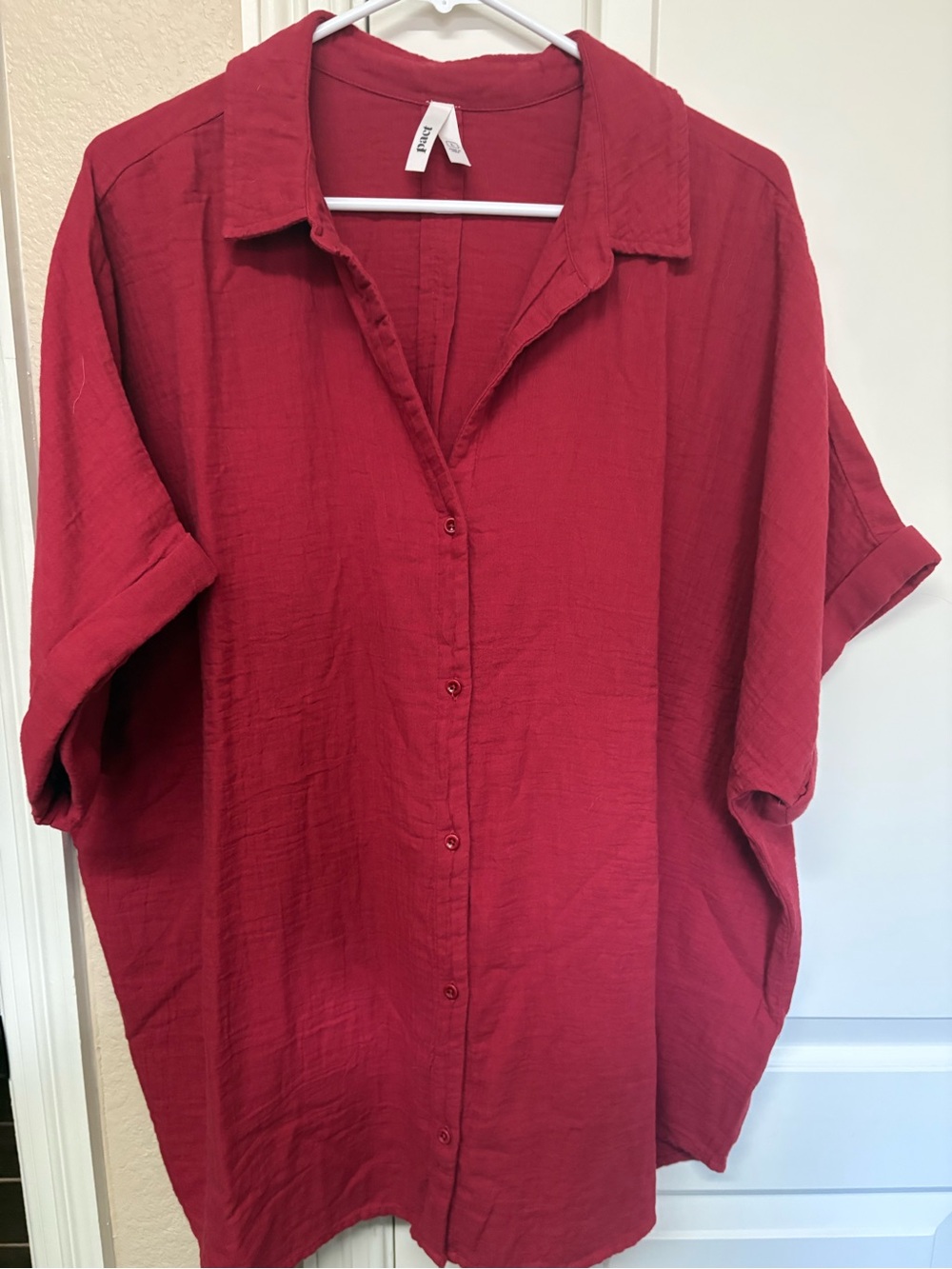 Organic Coastal Double Gauze Oversized Shirt - Poppy Red